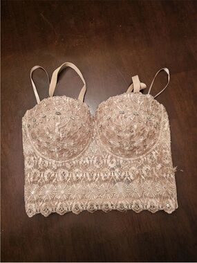 Windsor Lace Longline Bralette in Nude